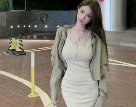 纯欲风辣妹拉链无袖背心连衣裙女夏季高级感裙...