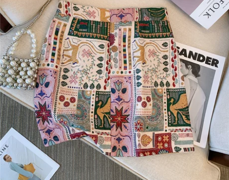 民族风复古刺绣半身裙女夏季新款气质高腰包臀...