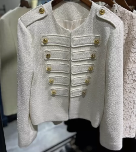 全新，粗花呢军旅风小香外套，配裙子裤子都好...