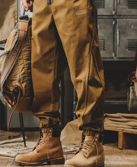 休闲裤美式重磅复古工装裤子男秋季宽松大码男...