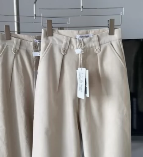 ok好好浅卡其色灯芯绒休闲裤女2023秋季...