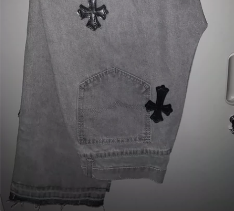 辣妹十字架直筒牛仔裤女宽松大码胖妹妹高腰显...