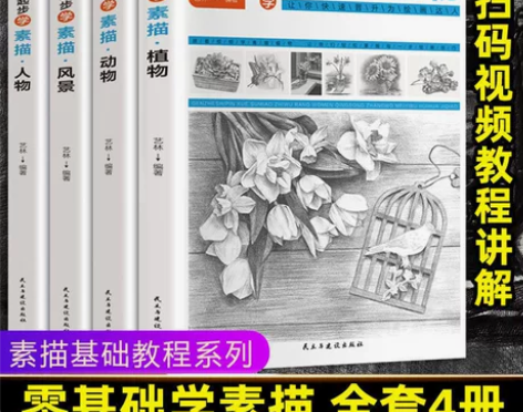 从零起步学素描零基础教程从入门到精通植物动...