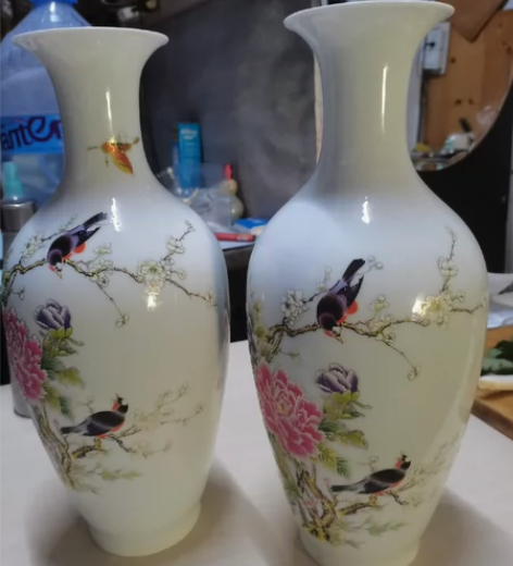 景德镇薄胎瓷花瓶，2个一套，全新。380元...
