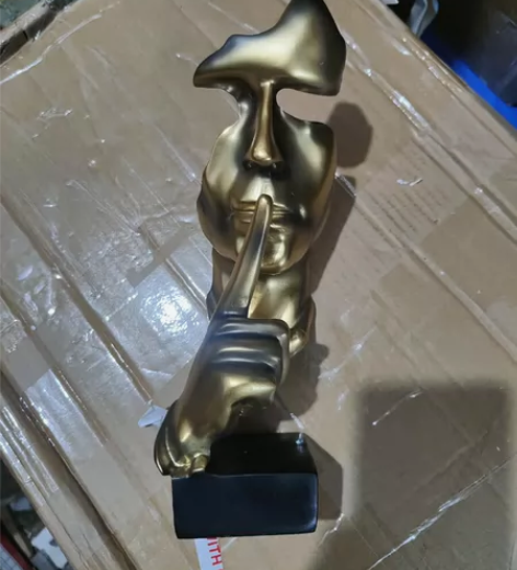 欧式沉默是金抽象雕像树脂工艺品摆件客厅办公...