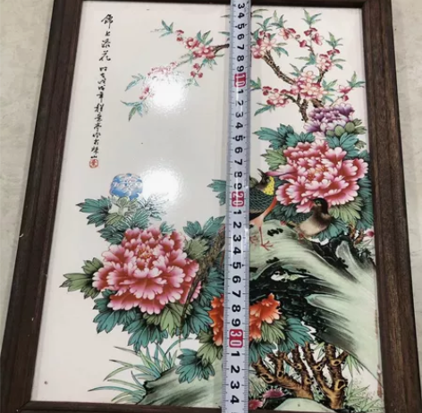 景德镇瓷板画一副以前的实木工艺尺寸37??...