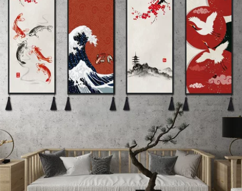 日式挂画卧室床头壁画布画客厅墙面装饰画玄关...