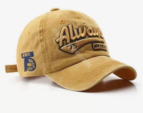 出口款水洗棒球帽做旧刺绣ins彩色可调节摄...