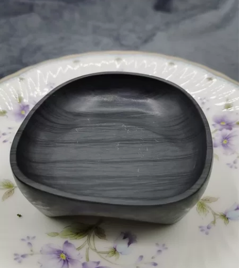 安徽歙砚，文人案头摆件，高身三足水波纹，型...