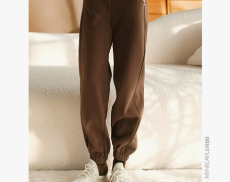 小耳出品高频卫裤舒柔棉加绒抽拉绳口袋束脚卫...