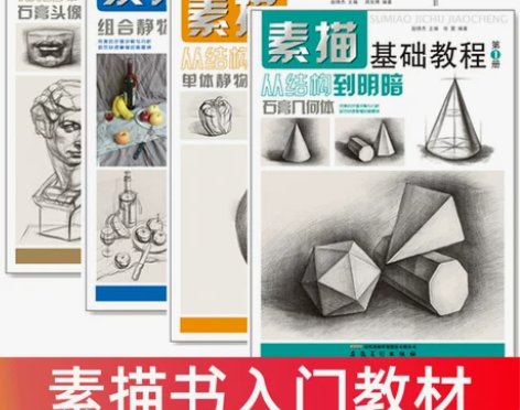 素描基础教程人物石膏几何体风景静物结构高考...