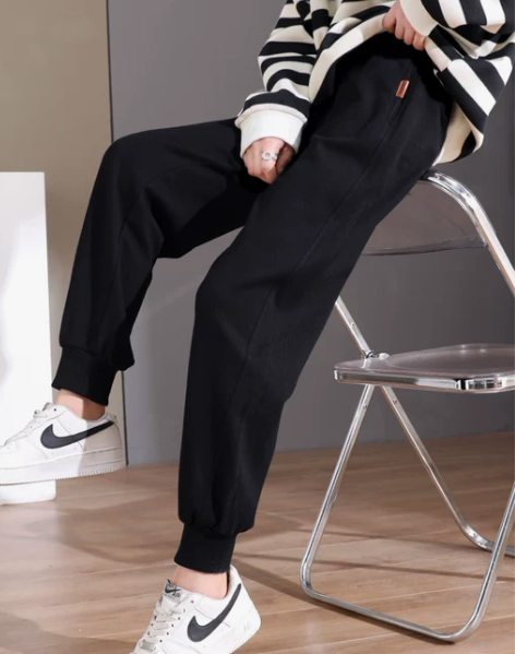 黑色运动裤女秋冬季加绒加厚大码胖mm小个子...