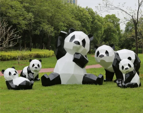 园林景观装饰摆件草坪几何动物户外熊猫摆件