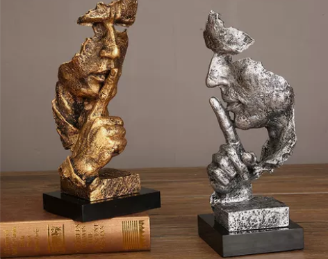 创意高档轻奢风沉默是金客厅酒柜办公室摆件书...