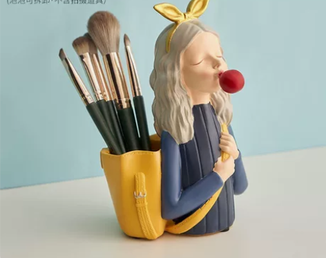 创意笔筒可爱桌面收纳盒治愈小摆件办公室文具...