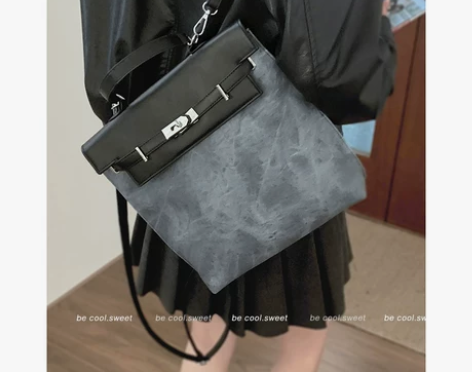 韩国小众设计双肩包包女2023新款美拉德复...