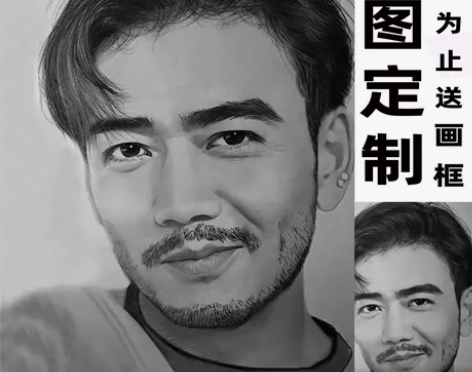 画像定制真人照片素描画像代画画素描手绘肖像...