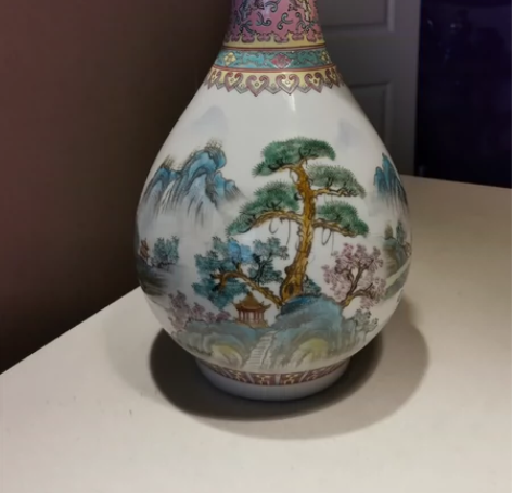 景德镇手绘粉彩陶瓷花瓶，全品无瑕疵，二手商...