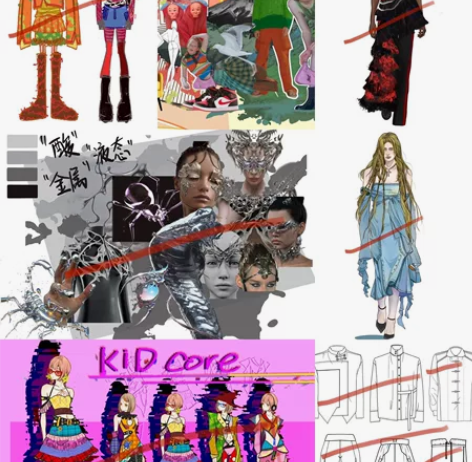 服装设计大作业 款式图效果图灵感版设计草图...
