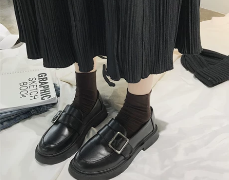 ins小皮鞋女2022春复古一脚蹬新款学生...