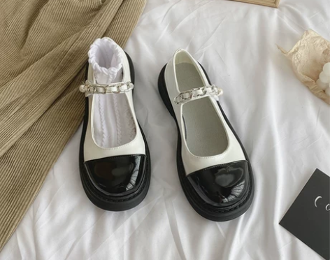 薄款小皮鞋女夏2021新款复古英伦风厚底玛...