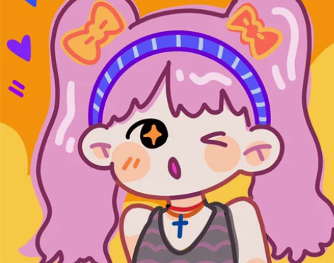 柑橘味汽水多巴胺风原创个性彩色手绘插画/头...