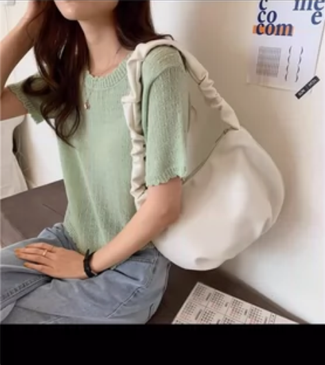 包包女2021夏季新款褶皱单肩包云朵包托特...