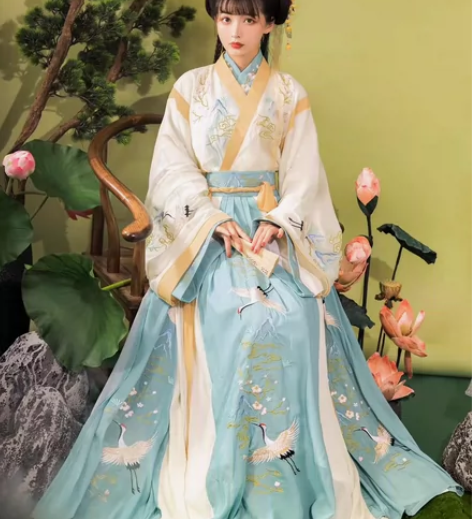 玉术原创汉服女羽集晋制齐腰魏晋风交领中国风...