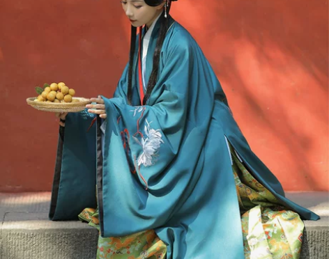 兰若庭 汉服 乘黄 明制 披风 绣花 大袖...