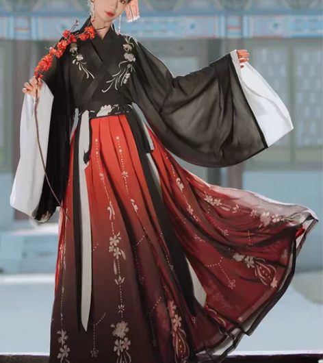 桔屿梧桐落汉服女中国风交领大袖齐腰襦裙魏晋...