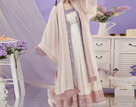 ?清梳原创芳华宋制汉服女长褙子对襟长衫吊带...