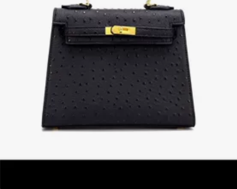 鸵鸟真皮凯利包 黑色 便宜出 线上购买可斜...