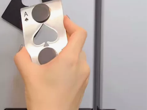 啤酒开瓶器冰箱贴创意不锈钢黑桃A扑克牌个性...