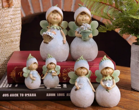 绿色花房仙子精灵树脂人物摆件闺蜜生日礼物桌...