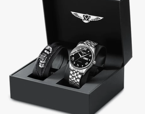 正品手表男士机械表全自动石英商务钢带防水十...