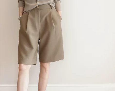 大码显瘦遮肉西装短裤女夏季胖高腰宽松卡其色...