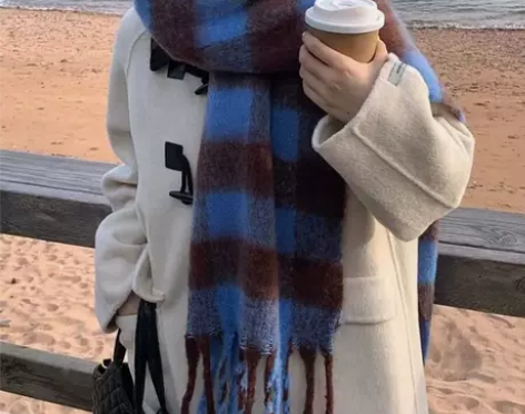 虞书欣同款加厚格子围巾女冬季韩版学生潮百搭...