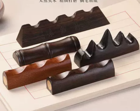 成竹堂实木毛笔笔架笔挂笔搁笔山五指山笔托古...