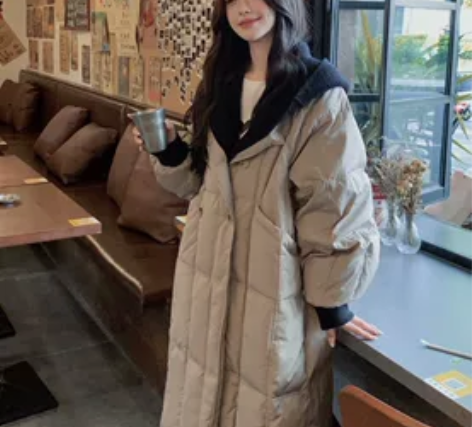 suzy定制 小红书购入 针织连帽拼接羽绒...