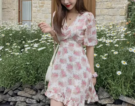 【温柔风法式收腰连衣裙】包邮 显瘦气质超仙...