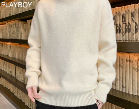 花花公子高领毛衣男士宽松加绒加厚秋冬季新款...