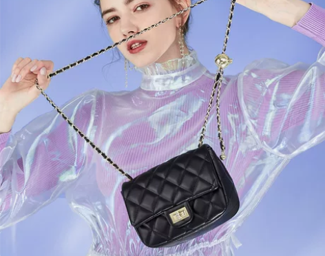 奥康2021单肩包新款柔软牛皮女式斜挎菱格...