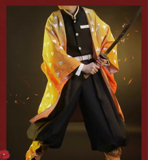 出三分妄想鬼灭之刃善逸cos服 含假发 S...