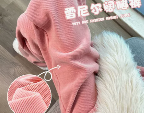 粉色阔腿裤女雪尼尔2023新款秋冬加绒裤小...