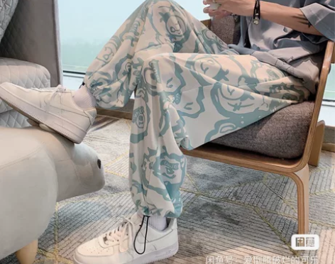 vibe冰丝嘻哈休闲运动裤男潮流宽松束脚夏...