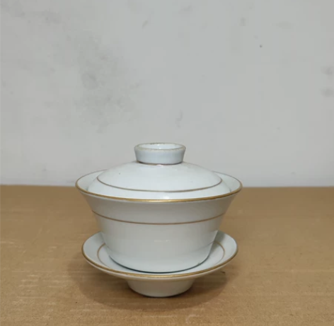 老盖碗厂货瓷 景德镇厂货陶瓷三才盖碗白盖碗...