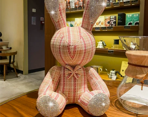 可爱网红手工布偶镶钻兔子公仔带钻玩偶娃娃汽...