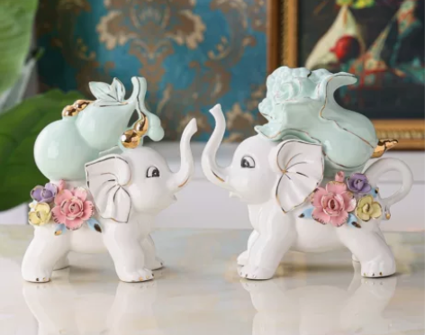 酒柜摆件 酒柜酒架精品大象葫芦创意陶瓷客厅...