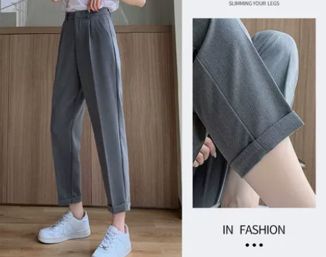 灰色  西装裤女    九分烟管裤子  S...