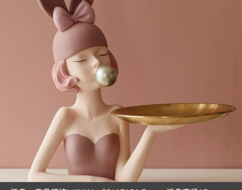 摩登少女玄关钥匙收纳摆件客厅家居装饰品结婚...